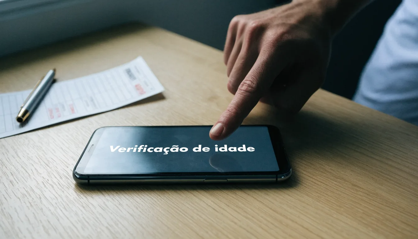 Uma folha de licença em papel com um selo vermelho, pousada numa secretária de madeira ao lado de uma caneta
