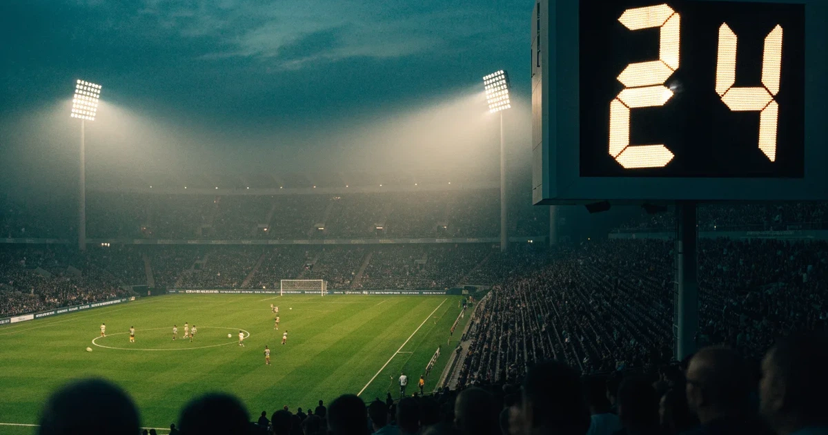 Um marcador eletrónico de um estádio com o resultado a meio da segunda parte, visto das bancadas