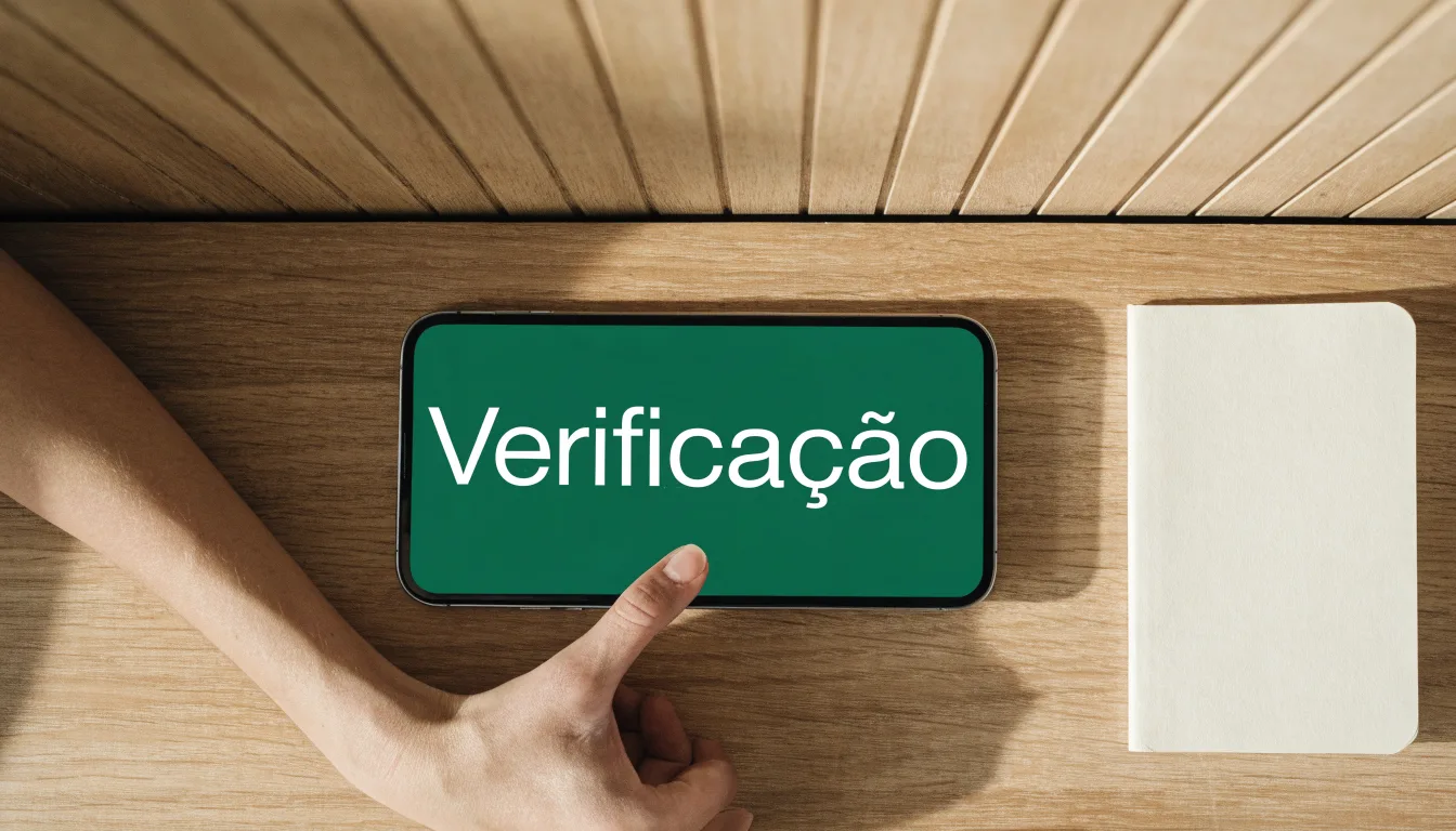Uma folha de licença em papel com um selo vermelho, pousada numa secretária de madeira ao lado de uma caneta