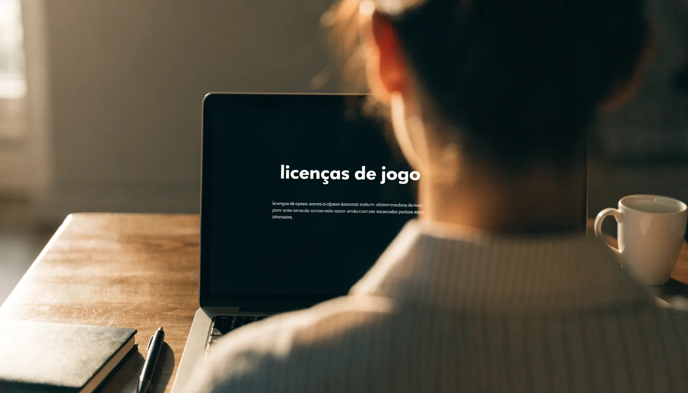 Uma folha de licença em papel com um selo vermelho, pousada numa secretária de madeira ao lado de uma caneta